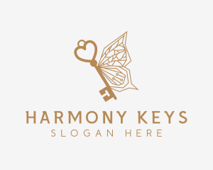 Gold Butterfly Key logo design