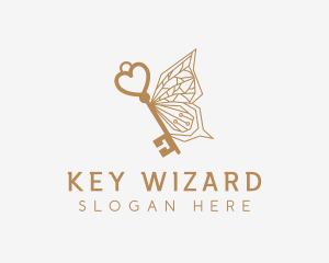 Gold Butterfly Key logo design