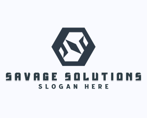 Tech Hexagon Letter S logo design