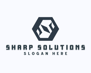 Tech Hexagon Letter S logo design