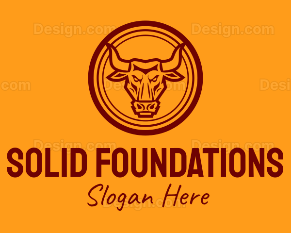 Red Ox Head Zodiac Logo