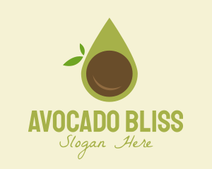 Organic Avocado Droplet logo design