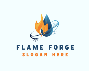 Flame Snowflake Droplet  logo design