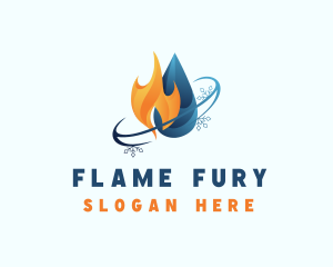 Flame Snowflake Droplet  logo design