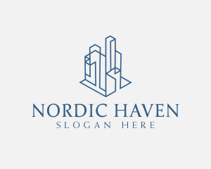 Modern Cityscape Buildings logo design