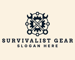 Industrial Wrench Cog  logo design