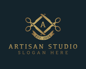 Vintage Scissors Tailoring Couture logo design