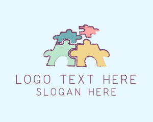 Puzzle - Kindergarten Toddler Puzzle logo design