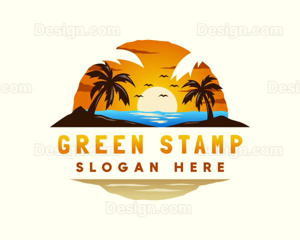 Island Beach Palm Tree Logo