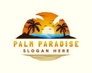 Island Beach Palm Tree logo design