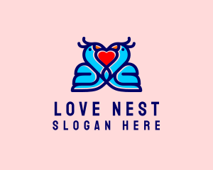 Peacock Bird Heart logo design