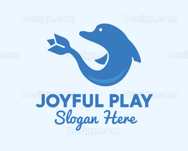 Blue Flower Dolphin Logo