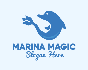 Blue Flower Dolphin logo design