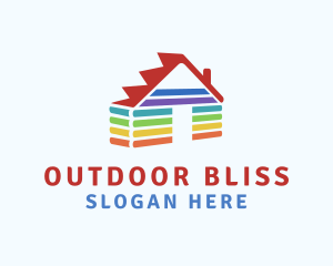 Rainbow Wood Cabin logo design