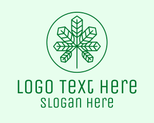 Geometric Cannabis Marijuana Leaf logo design