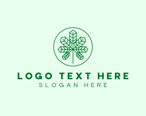 Geometric Cannabis Marijuana Leaf logo design