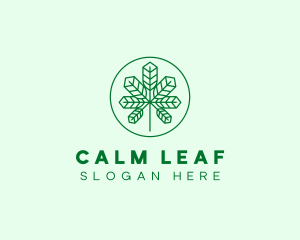 Geometric Cannabis Marijuana Leaf logo design