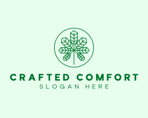 Geometric Cannabis Marijuana Leaf logo design