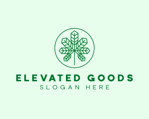 Geometric Cannabis Marijuana Leaf logo design