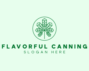 Geometric Cannabis Marijuana Leaf logo design