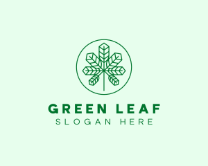 Geometric Cannabis Marijuana Leaf logo design