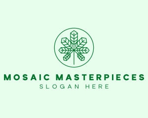 Geometric Cannabis Marijuana Leaf logo design