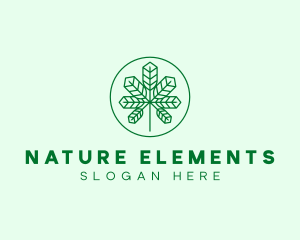 Geometric Cannabis Marijuana Leaf logo design