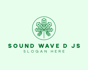 Geometric Cannabis Marijuana Leaf logo design