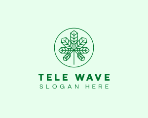 Geometric Cannabis Marijuana Leaf logo design