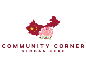 China Peony Map logo design