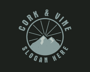 Hipster Mountain Badge logo design