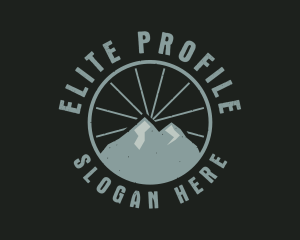 Hipster Mountain Badge logo design