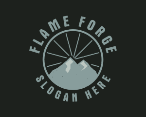 Hipster Mountain Badge logo design