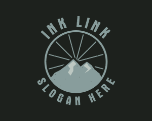 Hipster Mountain Badge logo design