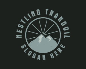 Hipster Mountain Badge logo design