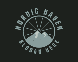 Hipster Mountain Badge logo design