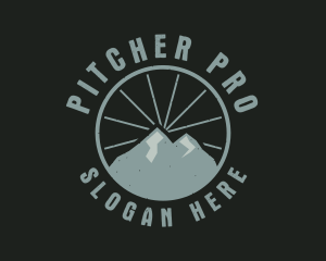 Hipster Mountain Badge logo design