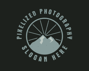 Hipster Mountain Badge logo design