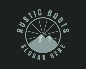 Hipster Mountain Badge logo design