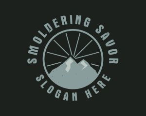 Hipster Mountain Badge logo design