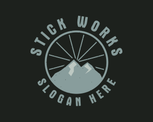 Hipster Mountain Badge logo design