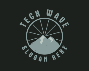 Hipster Mountain Badge logo design