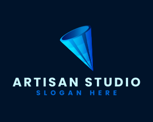 3D Digital Cone  logo design