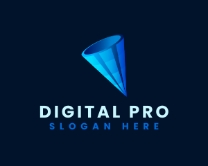 3D Digital Cone  logo design