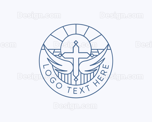 Religious Cross Wings Logo