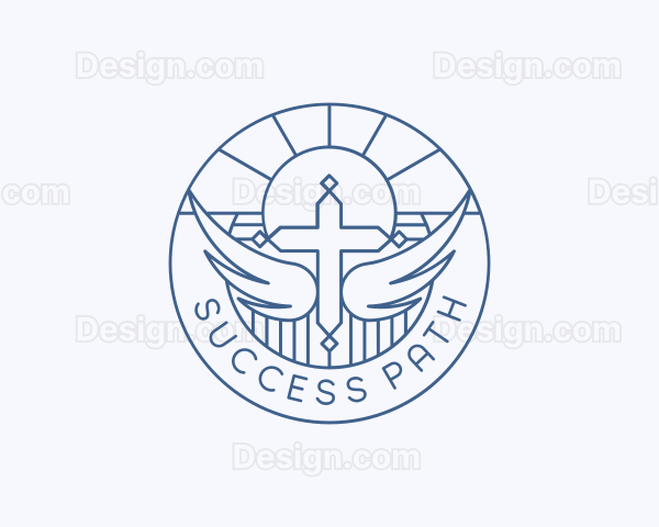 Religious Cross Wings Logo