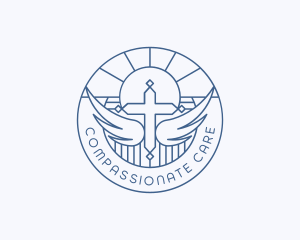 Religious Cross Wings Logo