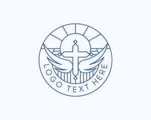 Religious Cross Wings Logo