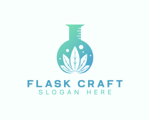 Marijuana Leaf Flask logo design