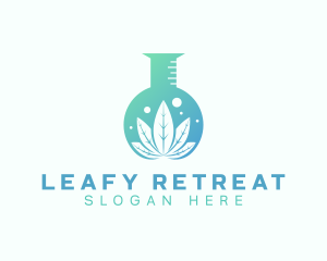 Marijuana Leaf Flask logo design